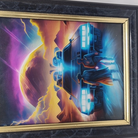 Back To The Future Delorean‎ Fantasy Art Framed 5x7 Print - Picture 3 of 7